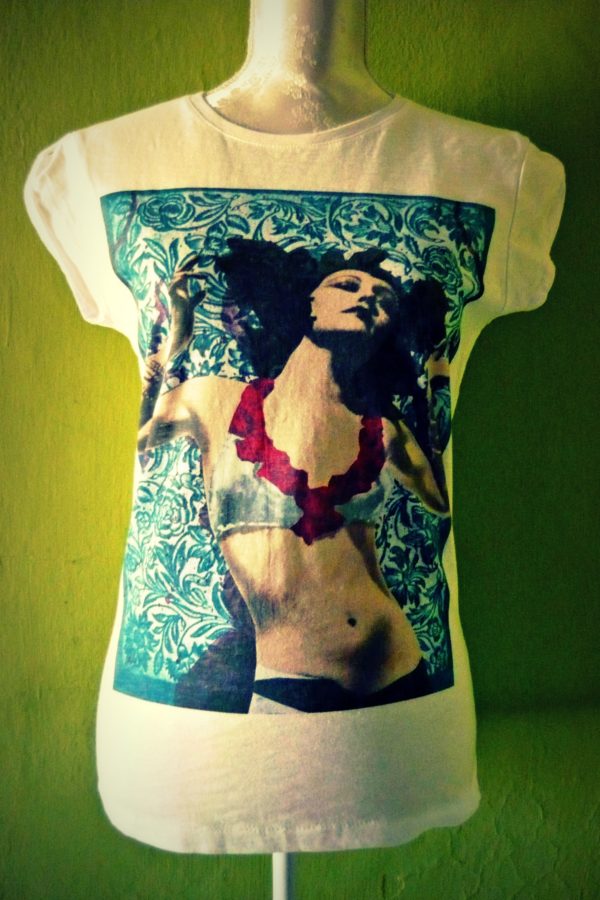 Burlesque dancer tshirt for belly dance and tribal fusion dance lesson - front view 2