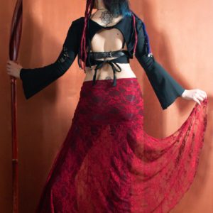 tribal fusion skirt or tribal belly dance miniskirt for modern dance outfits or tribal fusion practice wear with asymmetric skirt Amarantine by Artemisya Dancewear