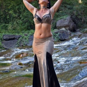 tribal fusion and belly dance costume suitable for baladi with mermaid skirt is a professional costume for belly dancers Samia by Artemisya Dancewear
