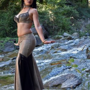 tribal fusion and belly dance costume suitable for baladi with mermaid skirt is a professional costume for belly dancers Samia by Artemisya Dancewear